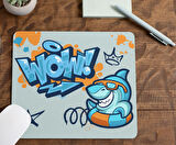 Wow Yazılı Köpek Balığı Shark Deniz Yaz Baskılı Hediyelik Ve Günlük kullanıma Uygun  Mouse Pad