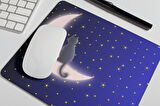 Ay Ve Yıldızlar Altında Kedi Baskılı Hediyelik Ve Günlük Mouse Pad