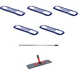 Cod-Ex Orlon Mavi Statik Toz Mop Takımı Seti - 60 Cm. - 5 Adet Mop + Mop Tutucu + Sap - 1 Takım