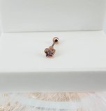Rose Zirkon Taşlı Uç Kısmı : Pirinç Kıkırdak Bar Uzunluğu : 6 Mm / Bar Kalınlığı 0.8 Mm / Top Boyu 3