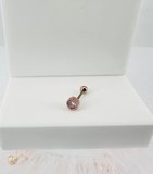 Rose Zirkon Taşlı Uç Kısmı : Pirinç Kıkırdak Bar Uzunluğu : 6 Mm / Bar Kalınlığı 0.8 Mm / Top Boyu 3