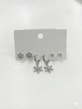 Sallantılı Kar Tanesi Detaylı Altılı Küpe - Kp00618