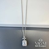 Rodyum Zirkon Taşlı Zincir Çelik Uç Kısmı Pirinç Kolyeler 40 + 5 Cm Uzatma Payı - Kl0134
