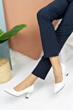 Merve BAŞ Kadın Beyaz Kadeh Topuk Sivri Burun Stiletto 5 Cm