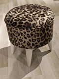 MERCAN MOBİLYA Leopar Desenli Puf B ench 43 cm