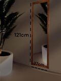 Ceviz renk Ahşap çerçeve duvara ayna 121x37 cm antre hol boy ayna