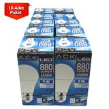 ACK  9W E27 6500K A60 Beyaz Led Ampül -10lu paket