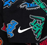 Varzity Aop Pamuklu Çocuk Siyah T-Shirt