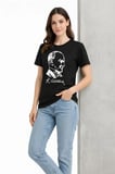 Livizmir Moda Atatürk Baskılı Tişört Kısa Kollu Bisiklet Yaka T-Shirt - Siyah