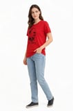Livizmir Moda Atatürk Baskılı Tişört Kısa Kollu Bisiklet Yaka  T-Shirt - Kırmızı