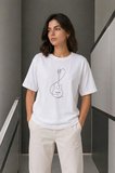 Livizmir Moda Minimal Gitar Baskılı Tişört T-Shirt Yazlık Kısa Kol Bisiklet Yaka T-Shirt  - Beyaz