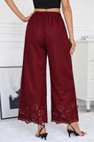 Livizmir Moda Kadın Yüksel Bel Beli Lastıklı çiçek Desenli Lazer Kesım Detaylı Ithal Krep Pantolon
