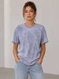 Livizmir Moda Yıkamalı Washed Effect Tişört Bisiklet Yaka Sokak Stil Kısa Kol T-Shirt - Gri