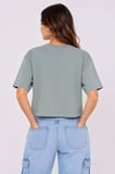 Livizmir Moda Kedi Baskılı Oversize Crop Tişört Salaş Basic Yarım Kol T-shirt - Mint Yeşili