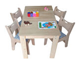 Ahşap Anaokulu Masası + 4 ergonomik sandalye minderli
