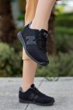 Kadın Siyah Füme Günlük Rahat Taban Comfort File Bağcıklı Hafif Esnek Yürüyüş Sneaker Spor Ayakkabı