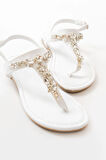 152-1110 Beyaz Gümüş Taşlı Parmak Arası Kadın Sandalet