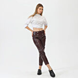 Düğmeli̇ Yan Fermuarli Deri̇ Pantolon