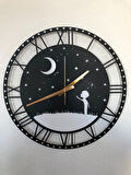 Dekoratif Roma Rakamlı Metal Duvar Saati Çocuk Dekorlu 45x45cm