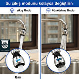 Krom 2 Fonksiyonlu Mutfak Lavabo Başlığı 360° Döner Su Tasarruflu Musluk Ucu Aparatı
