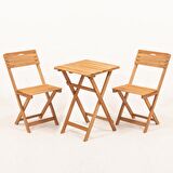 Meya Dekor Sırt ve Oturak Minderli Balkon Bahçe Mutfak 3'lü Bistro Set Katlanır Masa-Sandalye 50X50 Masalı