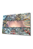  Miyrem Glasses Collection -A1^#  Renkli Balkonlu Geometrik Bina Cam Tablo 