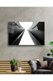  Miyrem Glasses Collection -A1^#  Siyah Beyaz Geometrik Bina Cam Tablo, Cam Tablo