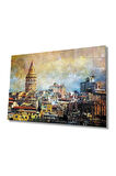  Miyrem Glasses Collection -A1^#  Sulu Boya İstanbul Galata Kulesi Cam Tablo, 4mm Dayanıklı Cam