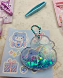 sanrio kawaii içi sulu simli sticker DİY kendin yap anahtarlık hobi seti okul öncesi hediyelik 1adet