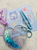 sanrio kawaii içi sulu simli sticker DİY kendin yap anahtarlık hobi seti okul öncesi hediyelik 1adet