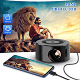 1080P Mini Projeksiyon Cihazı Telefon Yansıtma Powerbank İle Çalışabilir Açık Hava Çadır Projeksiyon