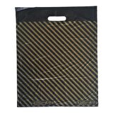 Naksan Takviyeli İnce Desenli Çizgili Siyah Çanta Poşet Torba - 3 No - 33x45 Cm. - 50 Adetlik Paket