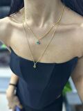 Kadın Çelik Gold Kaplama Nazar Boncuklu ve Lotus Çiçekli 2'li Kolye