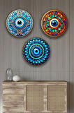 Nazar Boncuğu Kristal Modern Şık Mdf Tablo Seti,  Oturma Odası, Salon, Ev Duvar Tablosu Dekoru