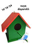 Ahşap Kuş Yuvası Kuş Evi Dış Mekan Suya Dayanıklı Büyük Boy 16x16x24 Cm