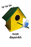 Ahşap Kuş Yuvası Kuş Evi Dış Mekan Suya Dayanıklı Büyük Boy 16x16x24 Cm