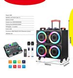 NDR-8888 BÜYÜK BOY BLUETOOTH HOPARLÖR ÇİFT MİKROFONLU TEKERLEKLİ KABLOSUZ SPEAKER TOPLANTI ANFİ