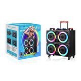 NDR-8888 BÜYÜK BOY BLUETOOTH HOPARLÖR ÇİFT MİKROFONLU TEKERLEKLİ KABLOSUZ SPEAKER TOPLANTI ANFİ