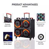 NDR-8888 BÜYÜK BOY BLUETOOTH HOPARLÖR ÇİFT MİKROFONLU TEKERLEKLİ KABLOSUZ SPEAKER TOPLANTI ANFİ
