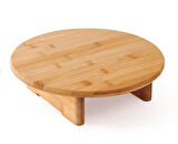 Ayaklı Yuvarlak Kesim Panosu Bambu - Sofra -36cm * 8cm