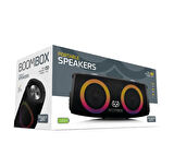 BoomBox Bluetooth Hoparlör Hi-Fi Ses Bo.mbası Radyo 30W Çift Bass Usb Hafıza Kartı Aux Led Işıklı 333x140x144 mm