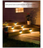 Solar Güneş Enerjili Şarj Edilen Köşebent Merdiven Veranda Bahçe Led Lamba Siyah (4adet)