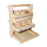 Barış Dizayn  Doğal ahşap Poşet Çay Nescafe 3ü1 Arada standlı iki katlı masa askısı Fincanlık Kupa askısı