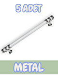 Nesli Alüminyum Metal Lüks Modern Mobilya Çekmece Mutfak Dolabı Kulpu Beyaz-Krom 128mm (5 Adet)