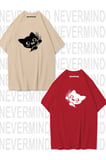 nevermind sevimli cat temalı unisex çift tişörtü