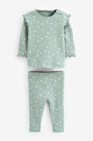 Next Baby % 100 Pamuklu Pink Green 3’lü Alt Üst Takım