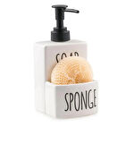  Seramik Sıvı Sabunluk ve Süngerlik | Şık ve Pratik Banyo MUTFAK  17 x 9 cm beyaz renk