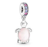 Gümüş s925 Damgalı Pembe Deniz Kaplumbağası Sallantılı Charm