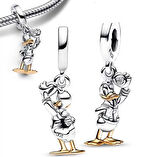 Gümüş s925 Damgalı Disney 100. Yıldönümü Donald Duck Sallantılı Charm