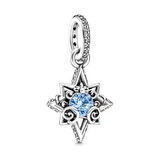 Gümüş s925 Damgalı Mavi Işıltılı Pusula Sallantılı Charm
